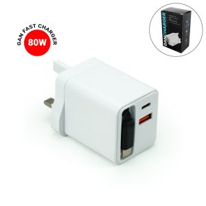 80W GaN Fast Charger Adaptor with Retractable Built-in Type-C Cable